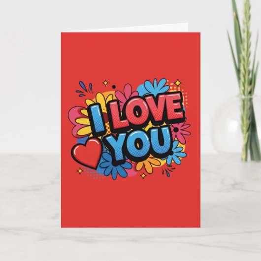 I Love You Pop Art Design Card  Kaart (Voorkant)