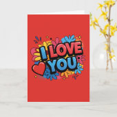 I Love You Pop Art Design Card  Kaart (Gele Bloem)
