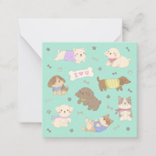I Love You Puppies Illustratie Notitiekaartje