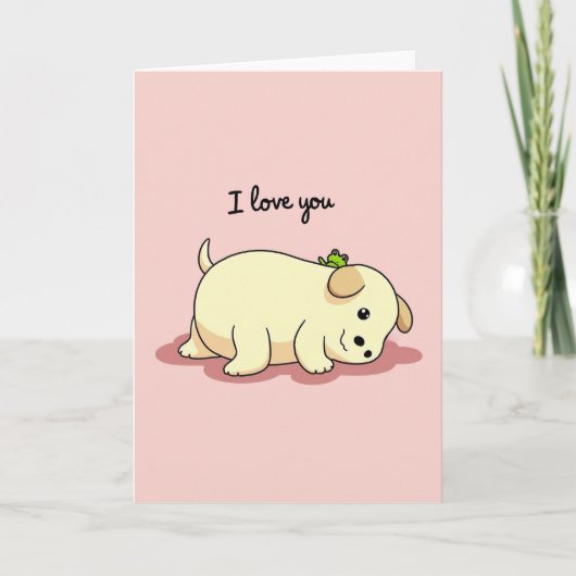 I Love You Puppy Frog Card Kaart (Voorkant)