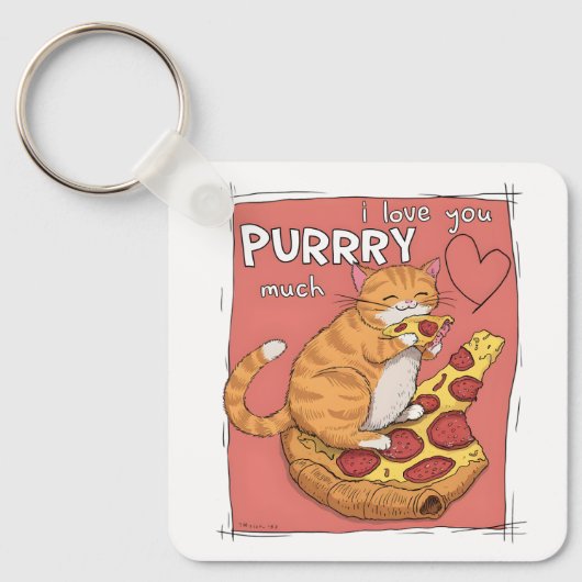I Love You Purrry Much Funny Cat Lover Gift  Sleutelhanger (Voorkant)