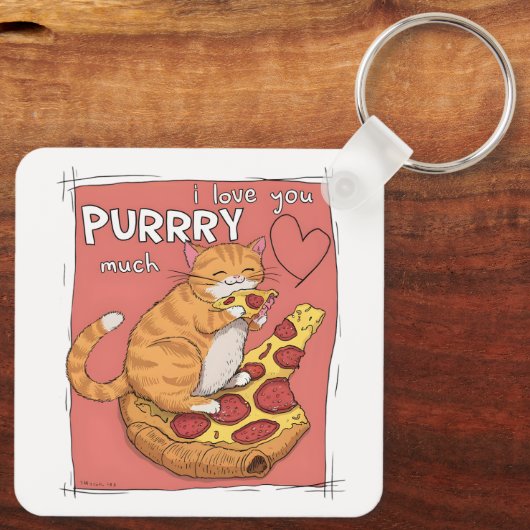 I Love You Purrry Much Funny Cat Lover Gift  Sleutelhanger (Achterkant)