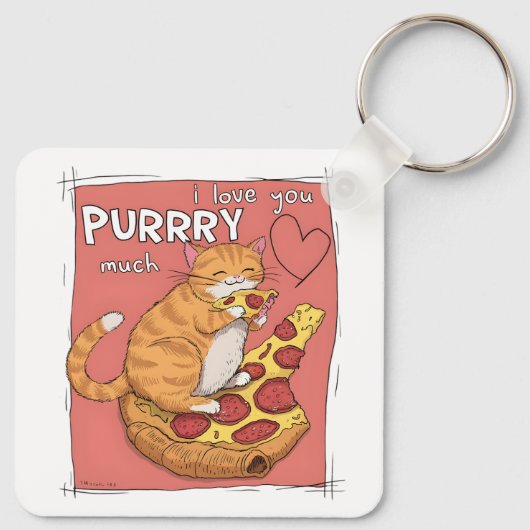 I Love You Purrry Much Funny Cat Lover Gift  Sleutelhanger (Achterkant)