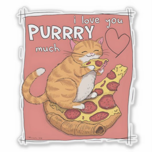 I Love You Purrry Much Funny Cat Lover Gift  Sticker (Voorkant)