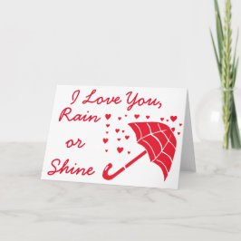 I Love You Rain or Shine Umbrella Hearts Kaart
