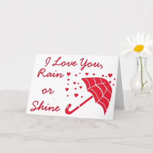 I Love You Rain or Shine Umbrella Hearts Kaart (Kleine Plant)