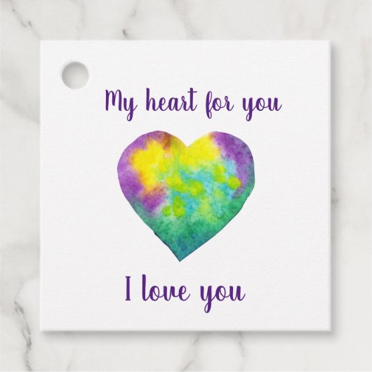 I love you rainbow heart Valentine's Day Bedankjes Labels (Voorkant)