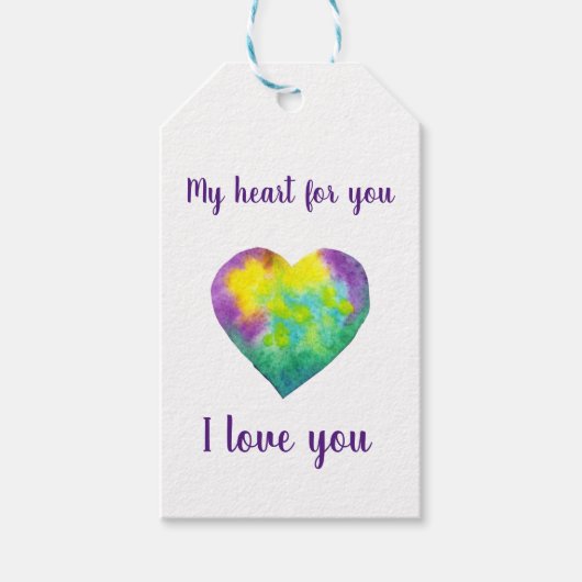 I love you rainbow heart Valentine's Day  Cadeaulabel (Voorkant)