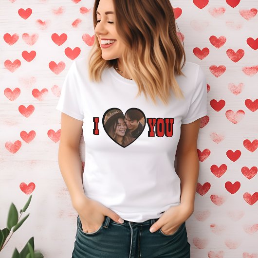 I Love You Red Custom Foto Hart vrouwen T-shirt