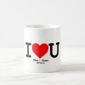 I Love You: Red Heart Aangepaste namen en datum Koffiemok (Center)