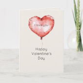 I Love You Red Heart Balloon Valentine's Day Kaart (Voorkant)