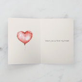 I Love You Red Heart Balloon Valentine's Day Kaart (Binnen)