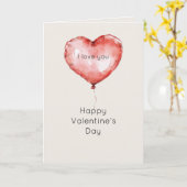 I Love You Red Heart Balloon Valentine's Day Kaart (Gele Bloem)