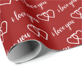 I love you Red White Heart Pattern typography Cadeaupapier (Rol Hoek)