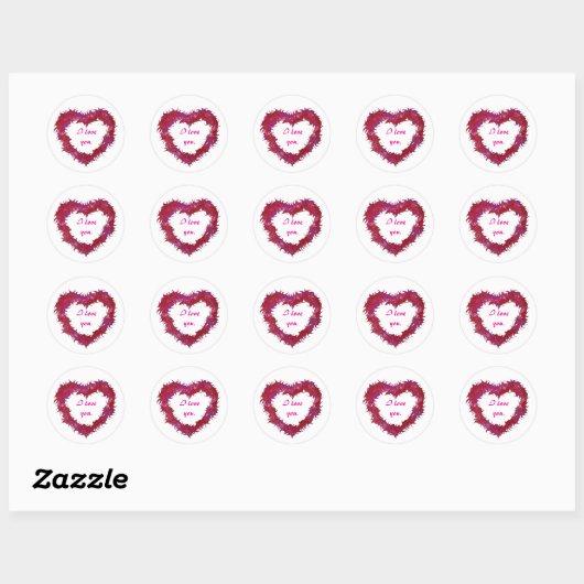 I love you, red wispy heart stickers (Vel)