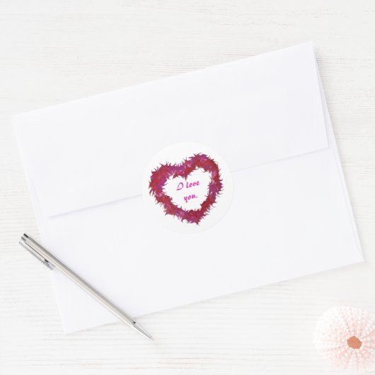 I love you, red wispy heart stickers (Envelop)