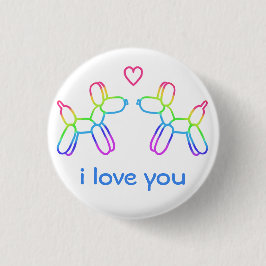 "I Love You" Regenboonhonden Knop Ronde Button 3,2 Cm