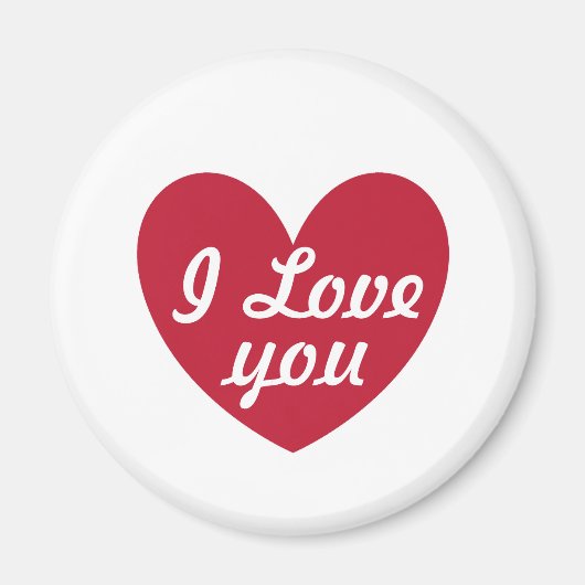 "I Love You" Rode hart op wit Magneet (Voorkant)