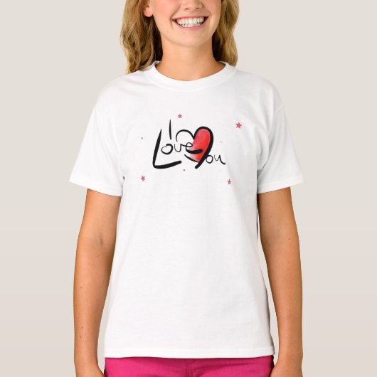 I Love You Romantic Heart Art T-shirt (Voorkant)