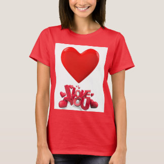 I Love You – Romantisch T-shirt voor dames met roo