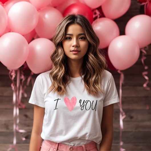 "I Love You" Romantische Waterverf Hartvrouwen T-shirt
