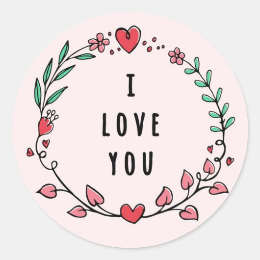 I Love You Ronde Sticker (Voorkant)