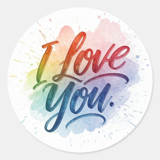 I Love You Ronde Sticker (Voorkant)