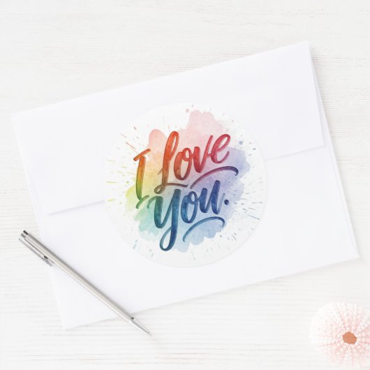 I Love You Ronde Sticker (Envelop)