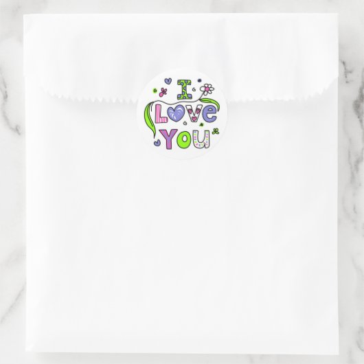 I Love You Ronde Sticker (Tas)