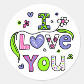 I Love You Ronde Sticker (Voorkant)