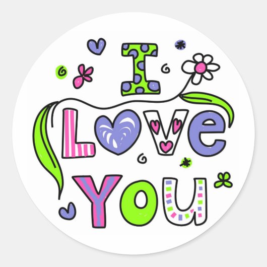 I Love You Ronde Sticker (Voorkant)
