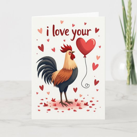 I Love You Rooster Card Kaart (Voorkant)