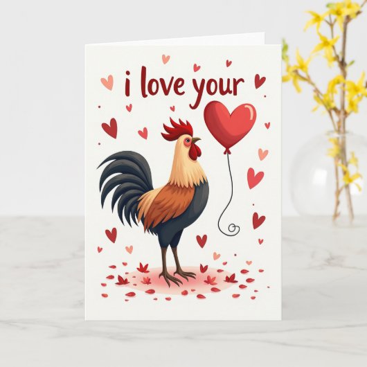 I Love You Rooster Card Kaart (Gele Bloem)