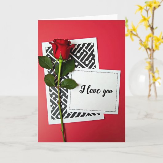 I Love You Rose Card Kaart (Gele Bloem)