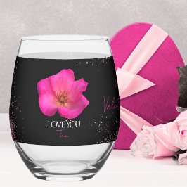 I Love You - Rose -Valentines Personalized Trendy  Wijnglas Zonder Voet