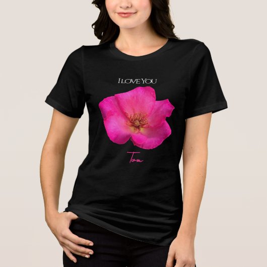 I Love You - Rose -Valentines Personalized   Tri-Blend Shirt (Voorkant)