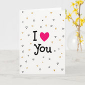 I Love You Scattered Hearts Card Kaart (Gele Bloem)