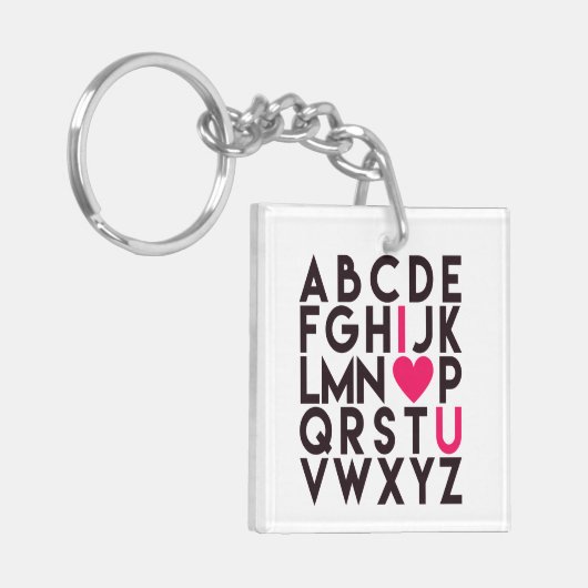 I LOVE YOU - Schattige romantisch alfabet Sleutelhanger (Voorkant Links)