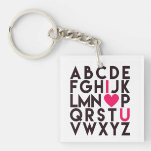 I LOVE YOU - Schattige romantisch alfabet Sleutelhanger