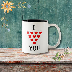 "I love you" script met harten Valentijnsdag Tweekleurige Koffiemok