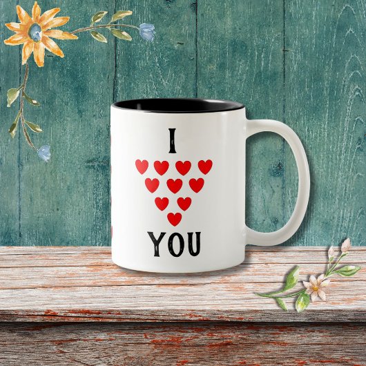 "I love you" script met harten Valentijnsdag Tweekleurige Koffiemok