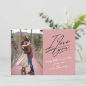 I Love You Script Photo Valentijnsdag Feestdagenkaart (Staand voorkant)