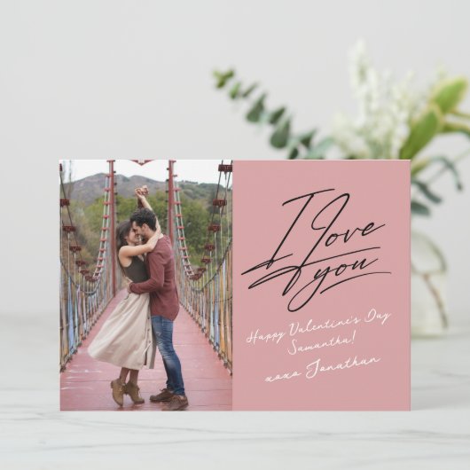 I Love You Script Photo Valentijnsdag Feestdagenkaart (Staand voorkant)