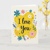 I Love You Simple Flower Card Kaart (Gele Bloem)