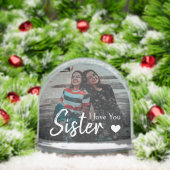 I Love you Sister Heart Script Photo Keepsake Sneeuwbol (Kerstmis)