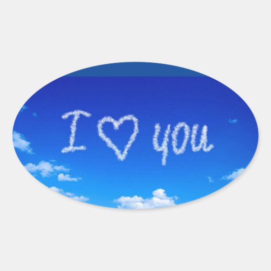 "I Love You" sky-schrift, Ovale Sticker (Voorkant)