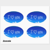 "I Love You" sky-schrift, Ovale Sticker (Vel)