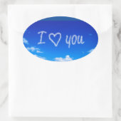 "I Love You" sky-schrift, Ovale Sticker (Tas)