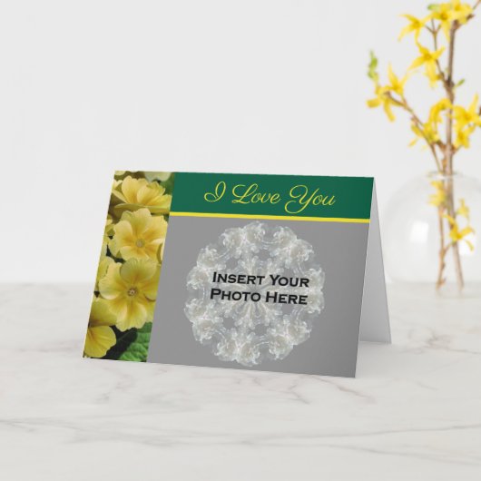 I Love You Sleutelbloemen Persoonlijke Foto Kaart (Gele Bloem)