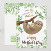 I love you slow much Sloth Mothers Day Card Feestdagenkaart (Voorkant / Achterkant)